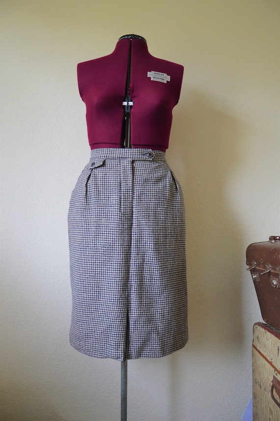 Jupe Crayon Pendleton – Femme – Taille 12 – Gris Foncé – 100% Laine Vierge – Vintage