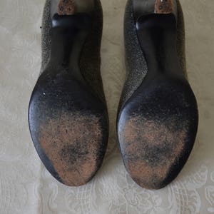 Silver Dollar shoes Vintage late 40's grey open toe heels 6 au image 3