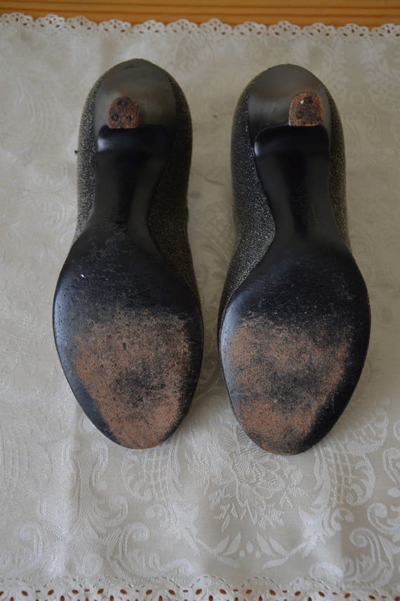 Silver Dollar shoes ~ Vintage late 40's grey open… - image 3