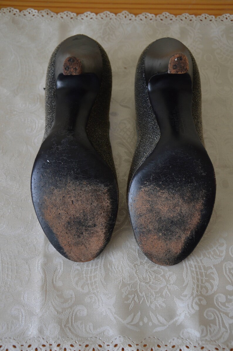 Silver Dollar shoes Vintage late 40's grey open toe heels 6 au image 3