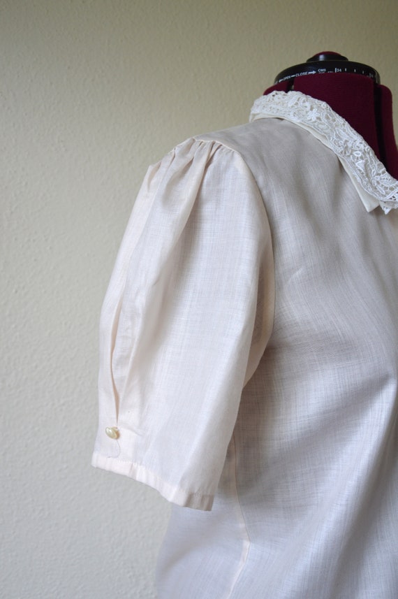 Vintage 1980's blouse // light pale pink puff sle… - image 8
