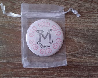 Pink Pocket mirror "Initial"