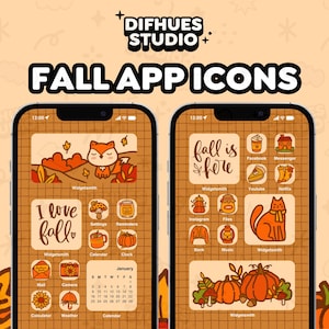 Fall App Icons, App Icons Fall, App Icons, Fall homescreen, Fall ios icons, fall iphone icons, kawaii app icons, android app icons