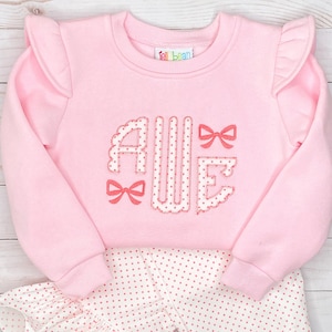Baby Girl Toddler Circular Round Floral Embroidered Pink Monogram Shirt ...