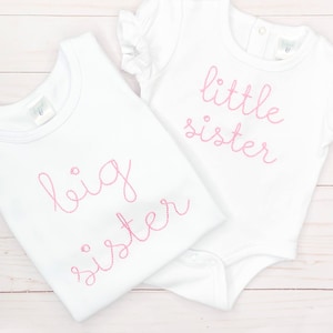 big sister little sister big brother little brother sibling embroidered shirt, bodysuit, hospital coming home outfit