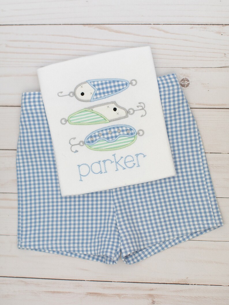 Boy Fishing Outfit Fishing Lures Applique Shirt Fishing Etsy