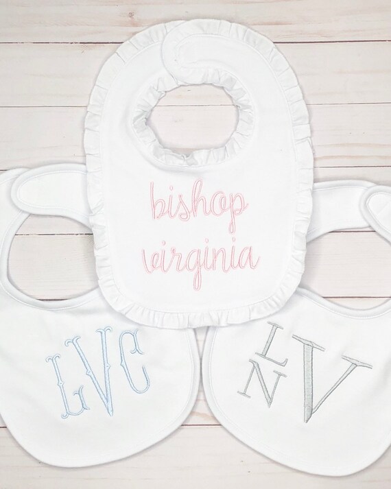 monogrammed baby bibs