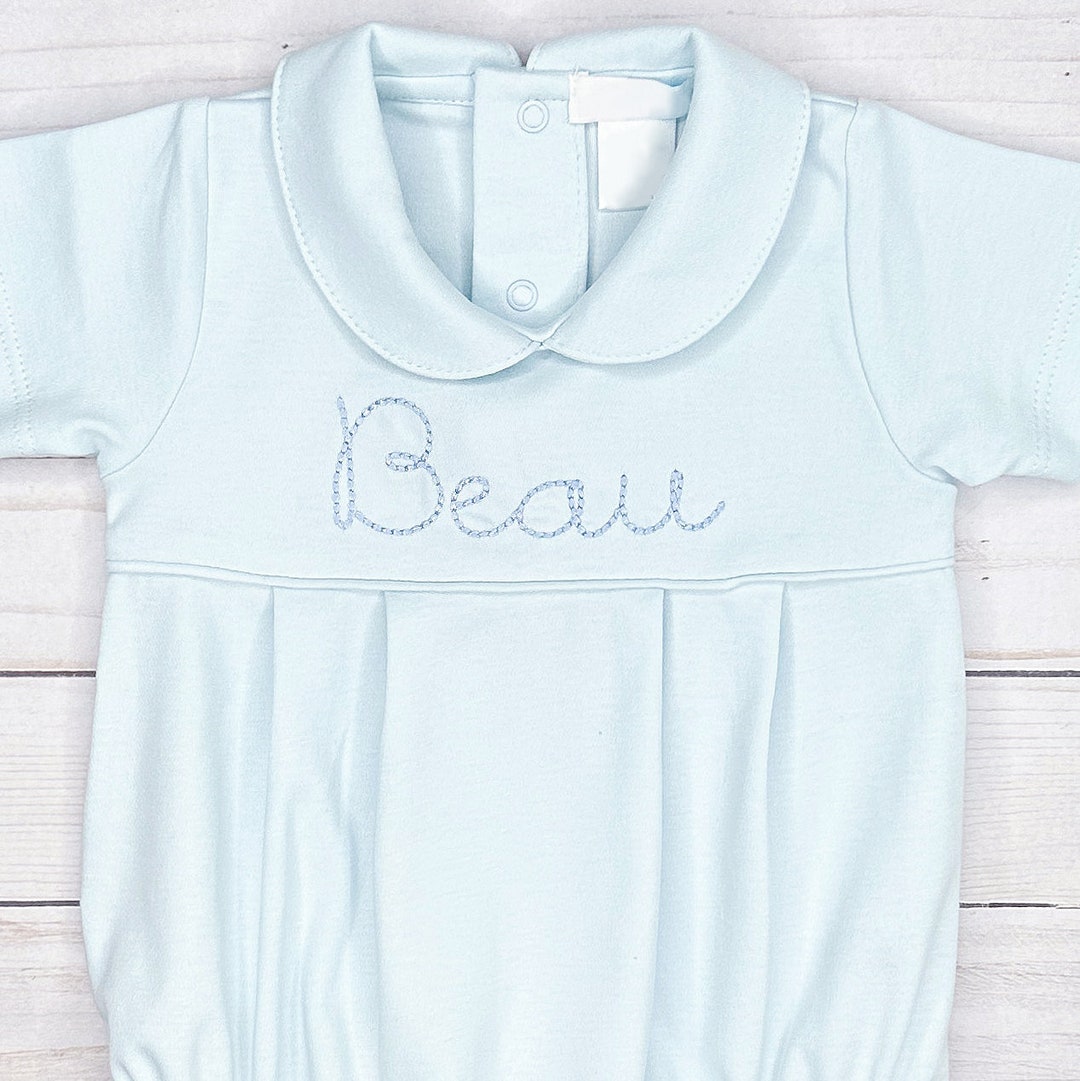 Baby Boy Blue Bubble, Peter Pan Pima Cotton Knit Outfit, Baby Boy