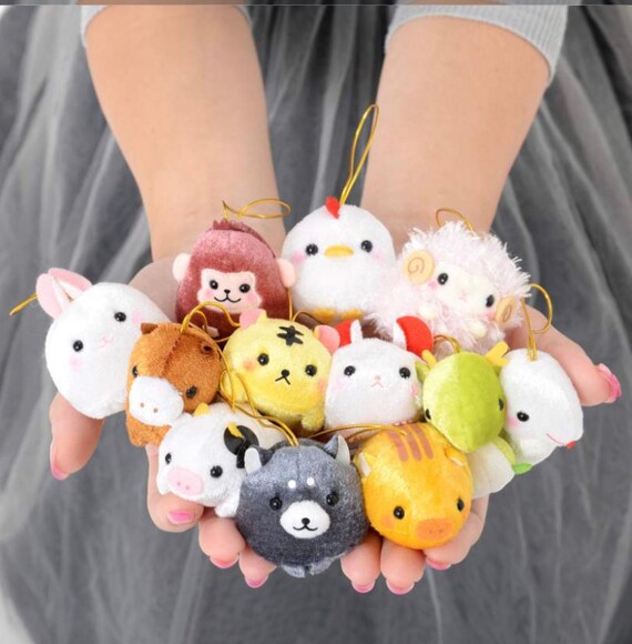 AMUSE Japanese Ijiken Stuffed Animal Poodle Ball Chain/Key Chain Set of 4