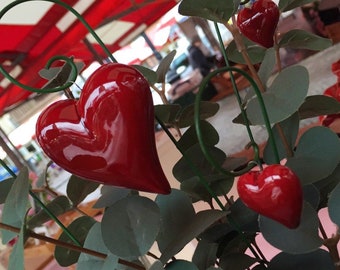 Heart/ Ceramic heart/ Hanging on a wire/ wire included