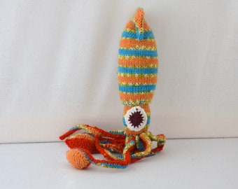 Bunter Krake, gestricktes Amigurumi, handgemacht, Geschenk