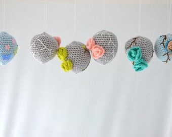 Easter eggs set 2, crocheted decoration, handmade, flowers