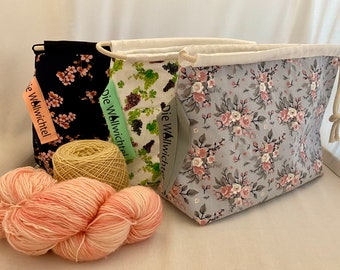 Handgemachte Beuteltasche/ Projekttasche , Verschiedene Muster, aus Baumwolle, individualisierbar
