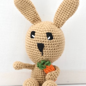 Bunny with carrot, amigurumi, handmade, gift Beige