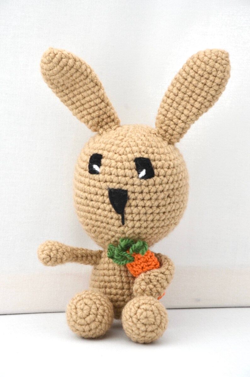 Bunny with carrot, amigurumi, handmade, gift Beige