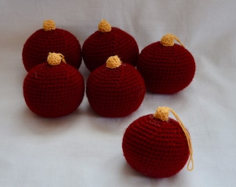 6 pcs. Crocheted Christmas tree balls