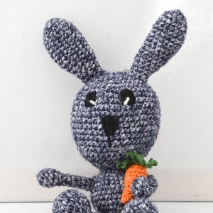 Bunny with carrot, amigurumi, handmade, gift Blue