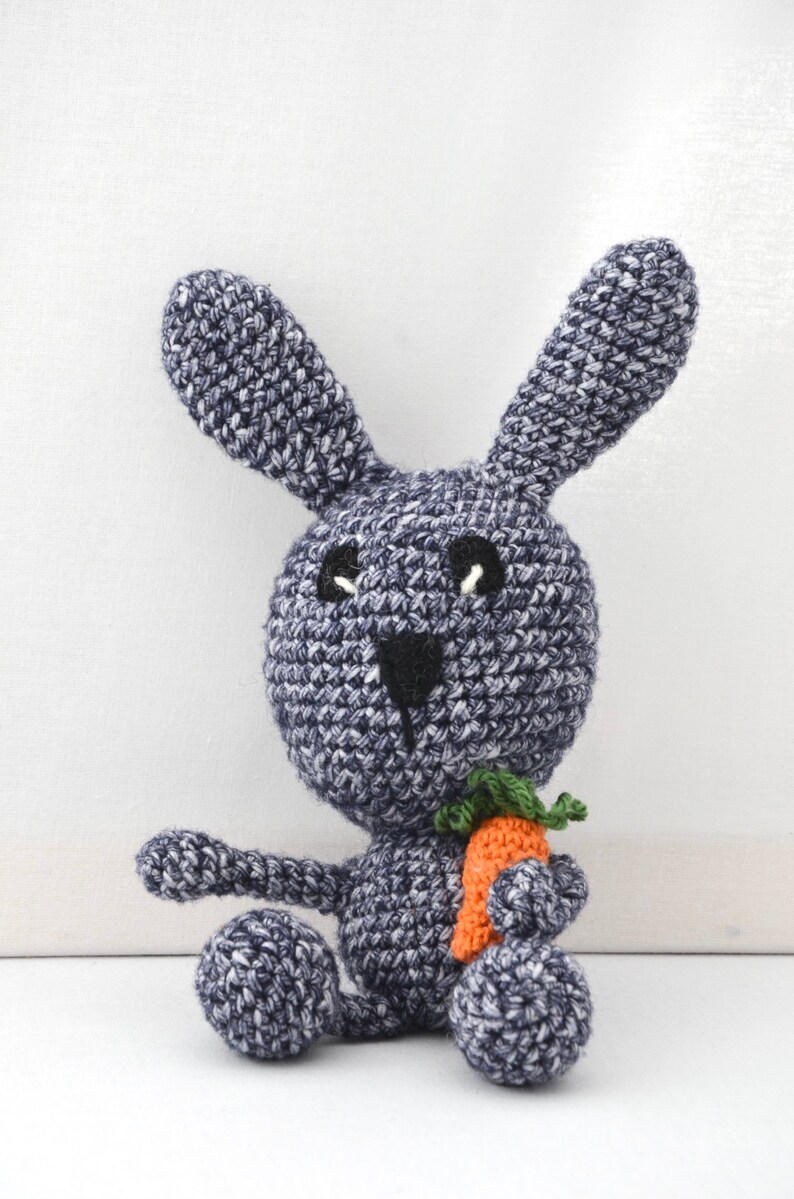 Bunny with carrot, amigurumi, handmade, gift Blue