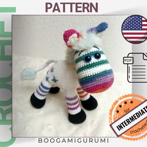 Zizi the zebra crochet amigurumi pattern -häkel anleitung pdf in English / Hungarian
