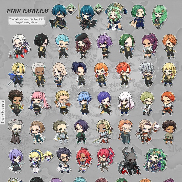 PRE-ORDER Fire Emblem 2" Charms (250+ characters) Three Houses, Awakening, Fates, Sacred Stones, Heroes, SoV, Blazing Sword