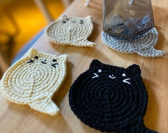 Gehaakte kattenonderzetter, gepersonaliseerde verpakking, cadeau kattenliefhebber