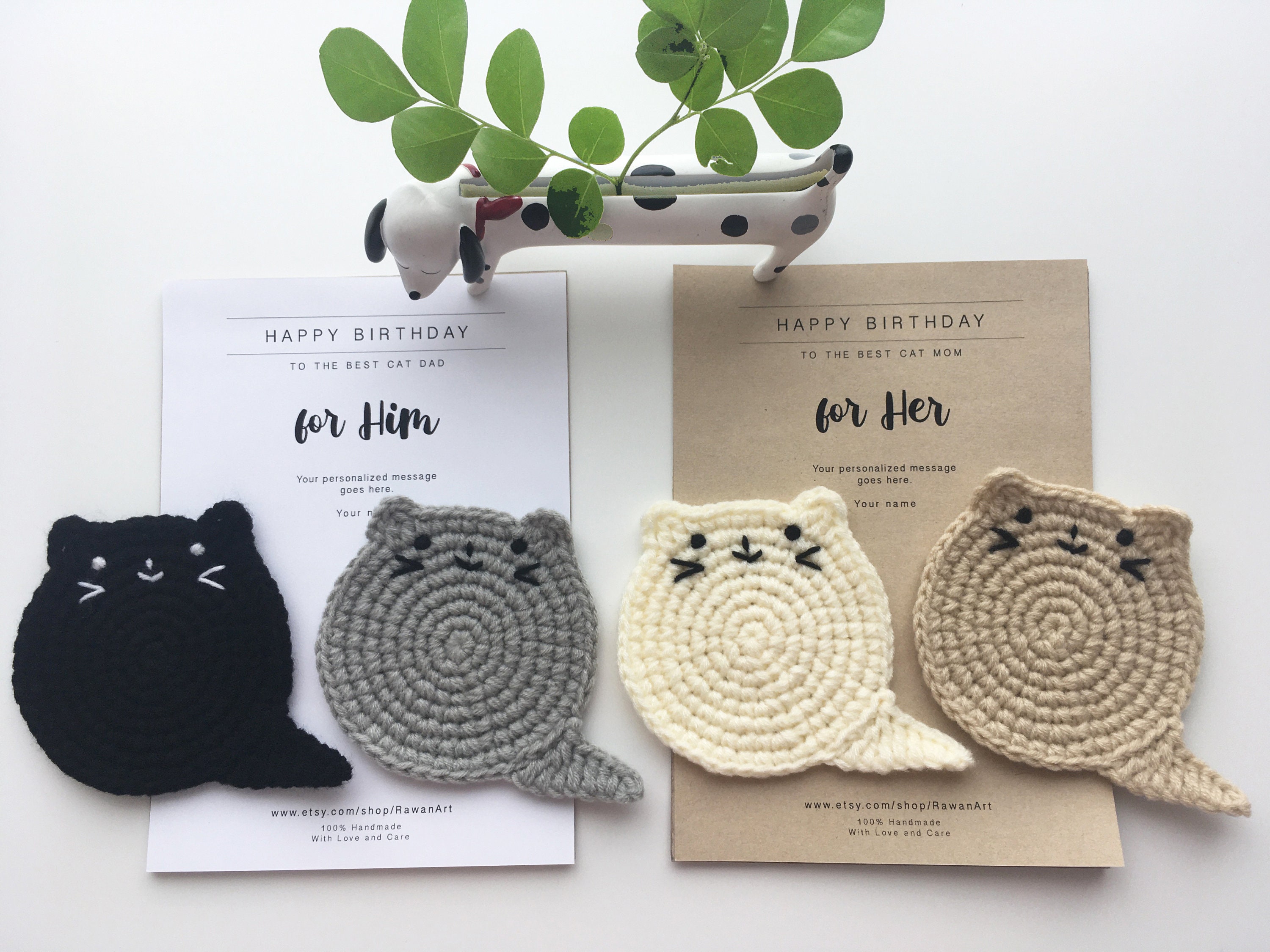 Fat Cat Coasters With Personalized Packaging, Crochet Cat,crochet Coaster,cat  Coasters,cat Coaster,housewarming Gift,cat Lover Gift,cat Mom 