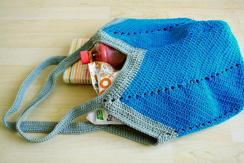 Crochet rope bag Blue crochet market bag crochet beach bag Etsy