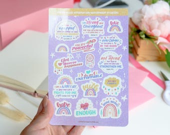 Pastel Rainbow Bible Verses | Affirmation Stickers | Uplifting Christian Messages | Vinyl Laminated