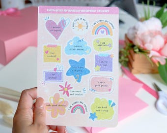 Sticker Sheet Notes Reminder Bible Verses | Affirmation Stickers | Uplifting Christian Messages | Vinyl Laminated