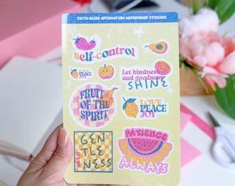Retro Frucht des Heiligen Geistes Biblische Bestätigungsaufkleber | Erhebende christliche Botschaften | Vinyl Laminiert