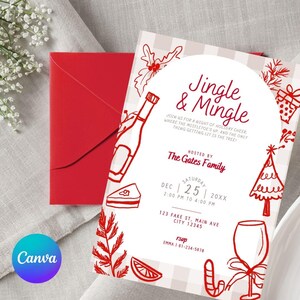 Instant Download Christmas Party Fun Editable Invitation | Customisable Canva Template