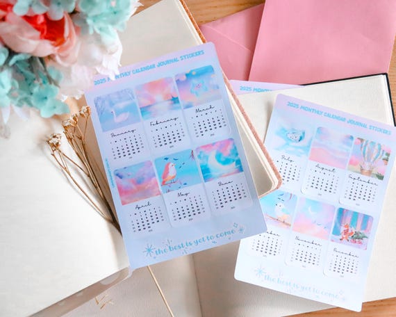 2025 Monthly Journal or Mini Desk Calendar Stickers | Set of 12 | LoveMumDesign