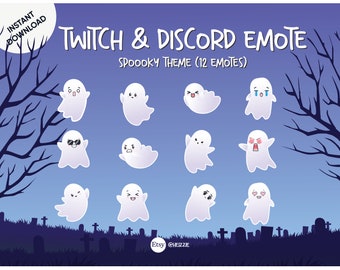 Effrayant sombre | Halloween mignon | Fantôme | Emotes Twitch et Discord hantées x 12