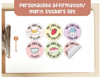 60 pcs x Food Kawaii Theme - Personalised Student Kids Affirmation Name Label | Cute Stickers