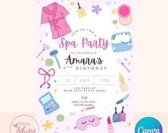 Mädchen Spa Party Einladung Vorlage: Bearbeitbar Pamper Party Einladung (Digitaler Download)