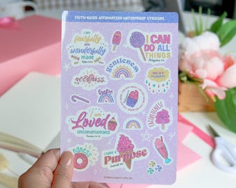 Sweet Pastel Bible Verses | Affirmation Stickers | Uplifting Christian Messages | Vinyl Laminated