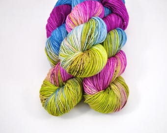 Atomic Sunset | Sock | superwash | merino nylon sock | green | pink | purple |