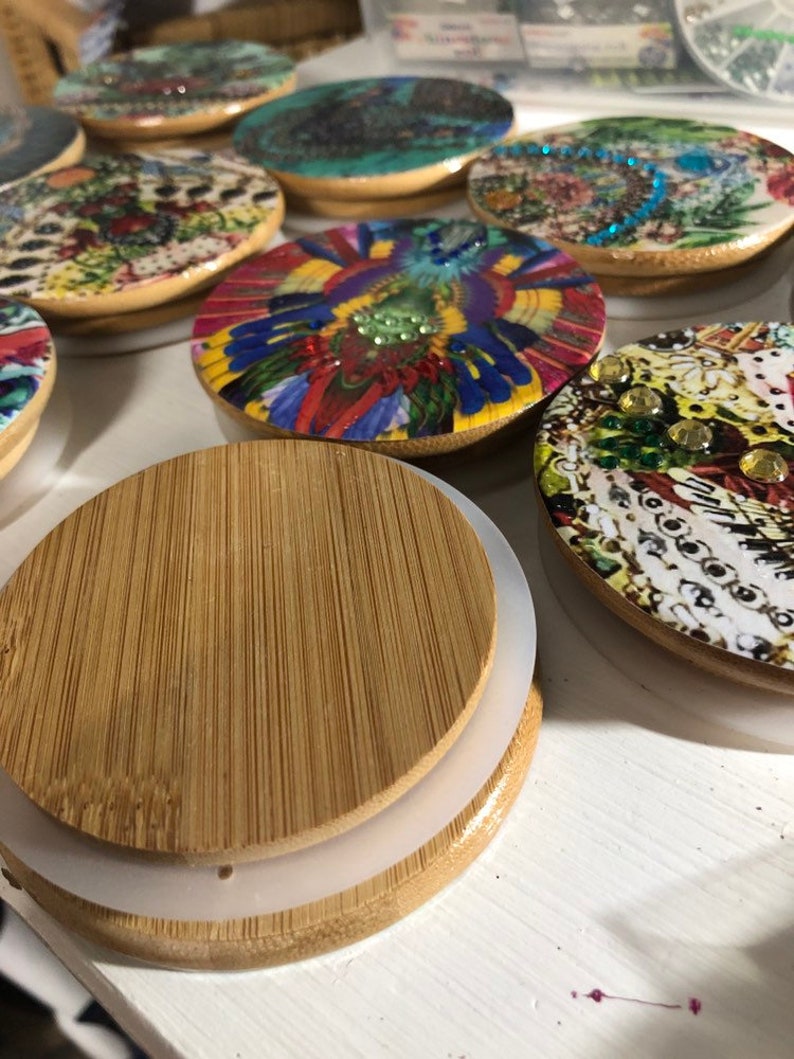 Glass Travel Coffee Cup With Decorated Jewelled Lid Eco Etsy