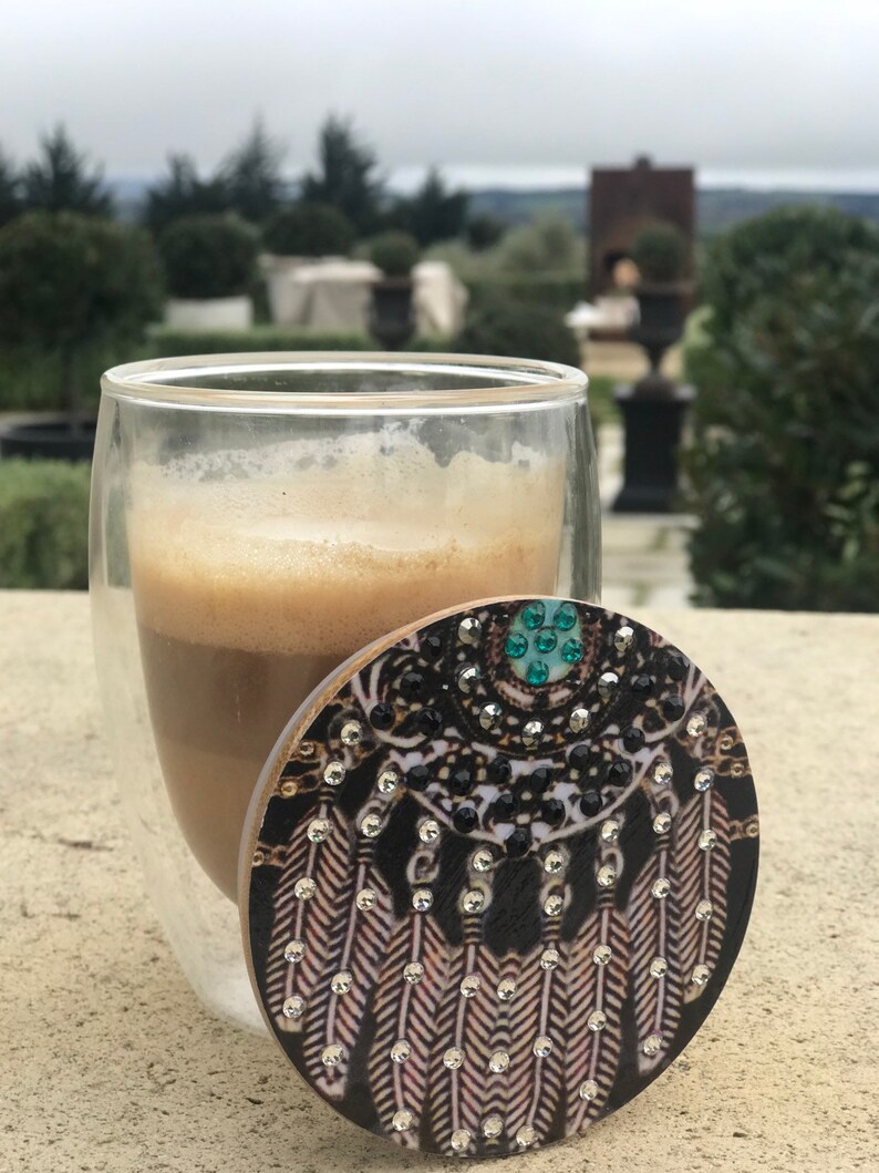 Glass Travel Coffee Cup With Decorated Jewelled Lid Eco Etsy