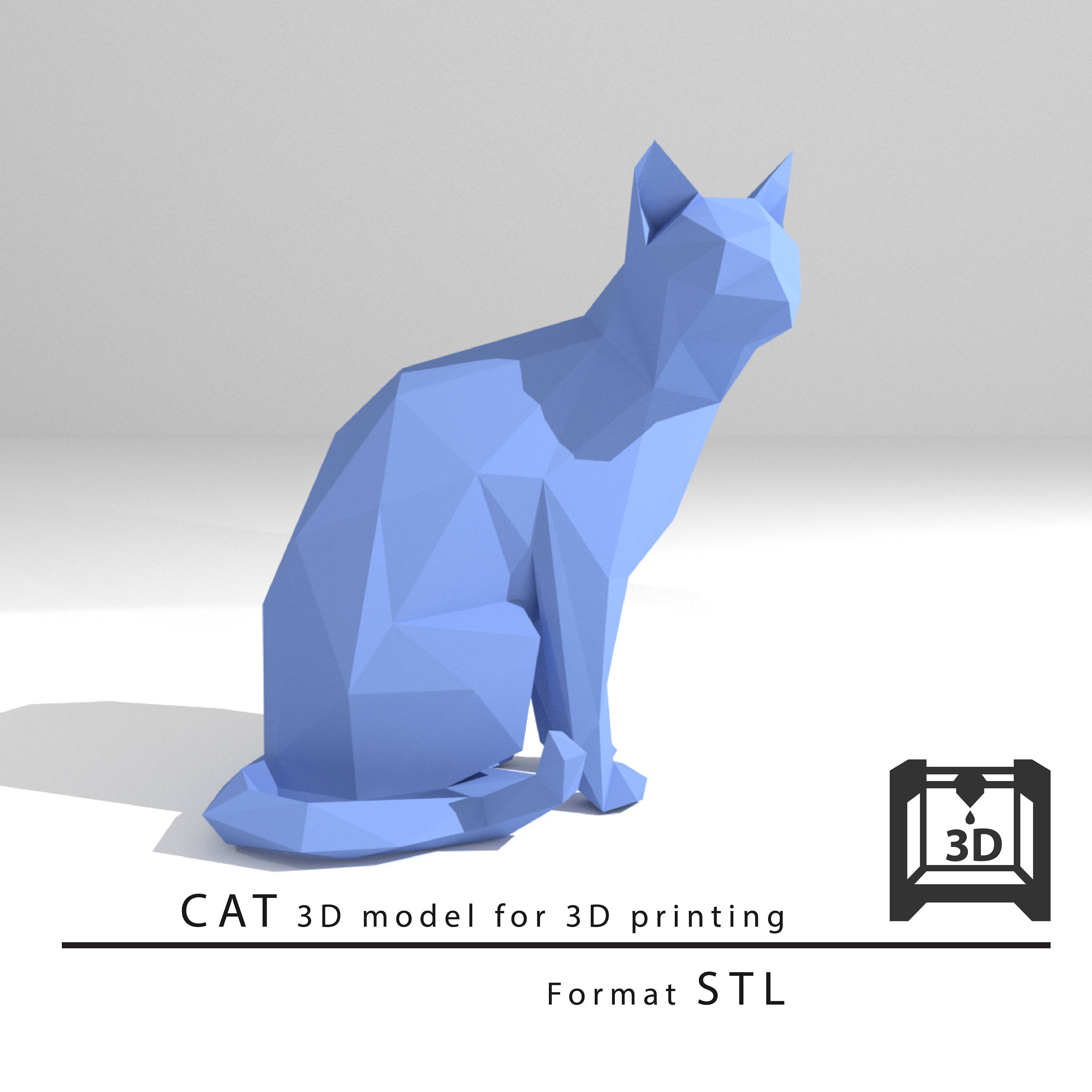  Cat  3 3D  model for 3D  printing  Format STL Etsy