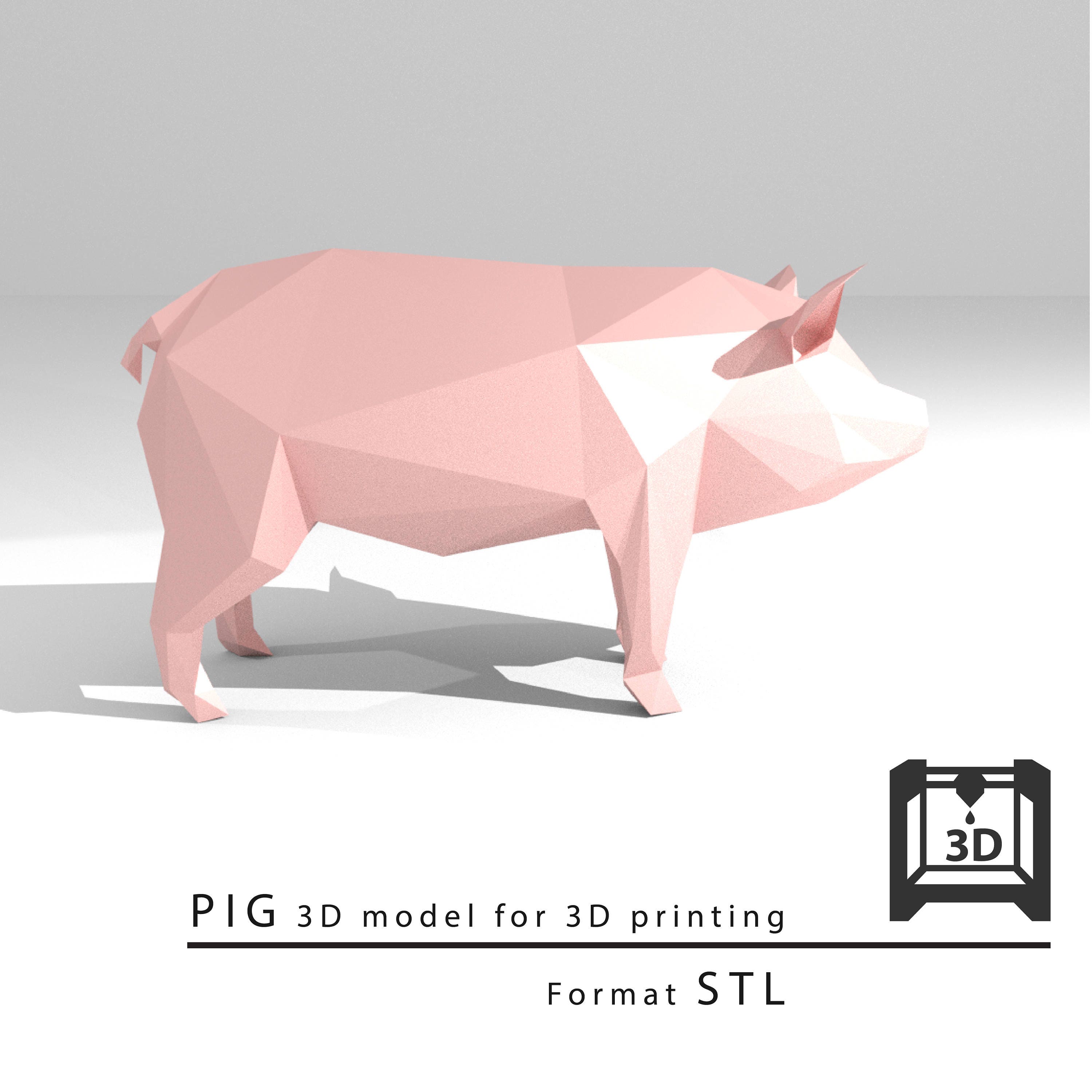 Mudret Indrømme kyst Pig 3D Model for 3D Printing. Format STL - Etsy