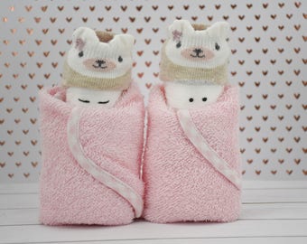 Diaper Babies - Bear - Baby Girl - Baby Shower Gift Set