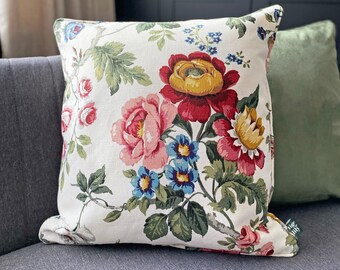 Sanderson Hykenham Floral cushion cover with matching piping and back 18" x 18"