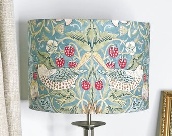 Duck egg Slate/Vellum William Morris Strawberry Thief Morris and Co Sanderson Luxury Cotton Lampshade