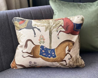 Arabian Horses 13" x 18" Rectangle Cushion with matching piping and back