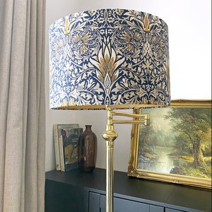 Gold Lined Indigo William Morris Snakeshead Floor Lampshade 3 Sizes image 2