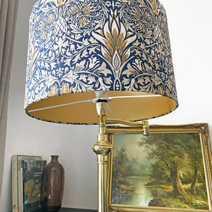 Gold Lined Indigo William Morris Snakeshead Floor Lampshade 3 Sizes image 4