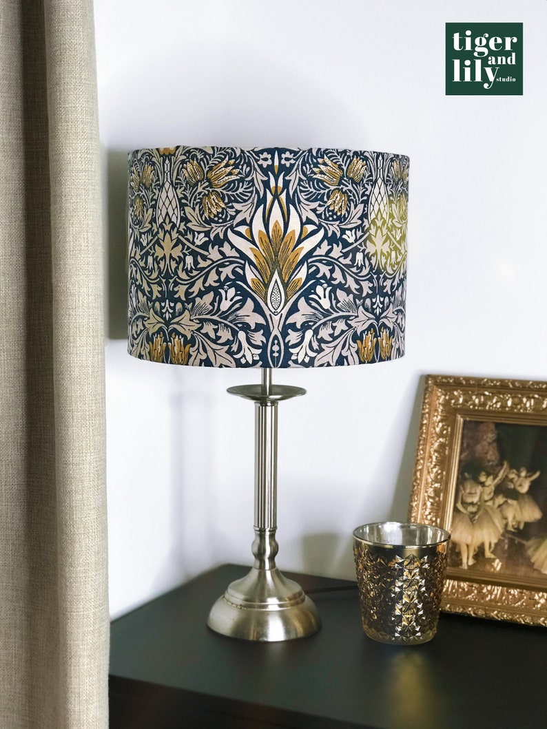 Gold Lined Indigo William Morris Snakeshead Floor Lampshade 3 Sizes image 6