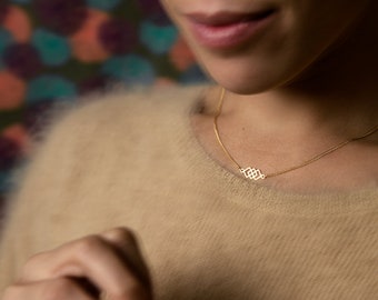 TRIBECA minimalist style silver and gold-plated brass graphic necklace