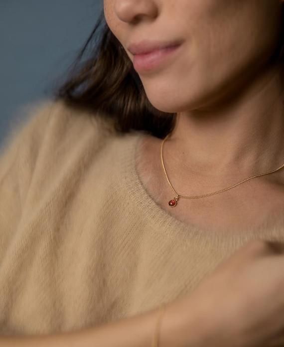 Collier pierre naturelle laiton doré or fin style minimaliste IMI